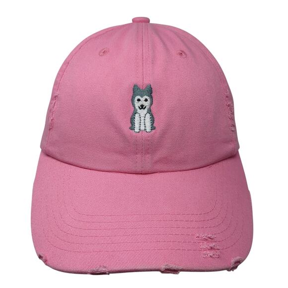 District Slideback Baseball Cap Pink One Size Adjustable Embroidered Distressed - Picture 1 of 10